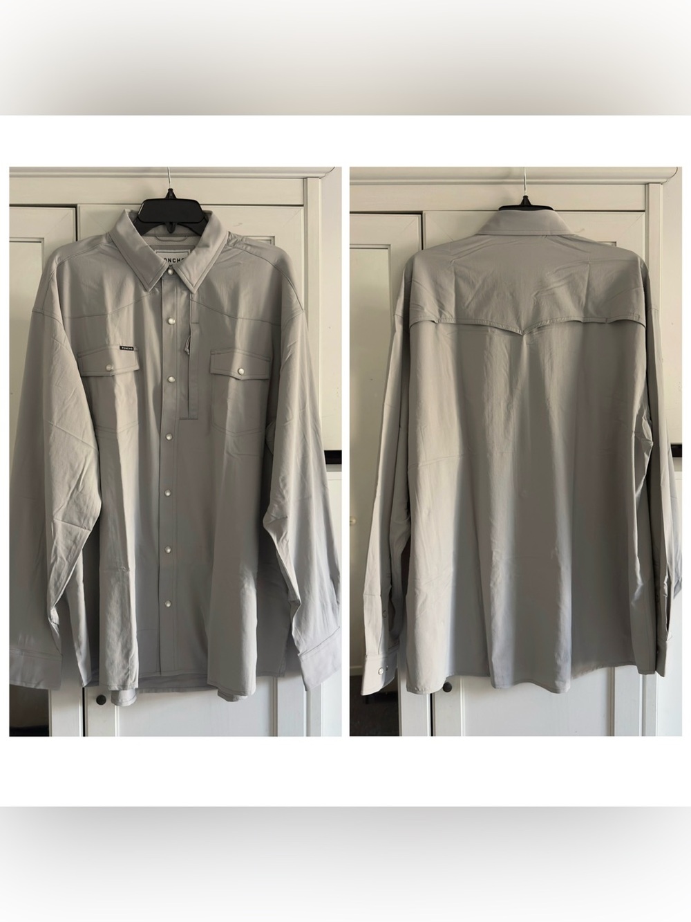 Poncho The San Saba Long Sleeve Shirt in Grey Men's Size XL Regular Fit